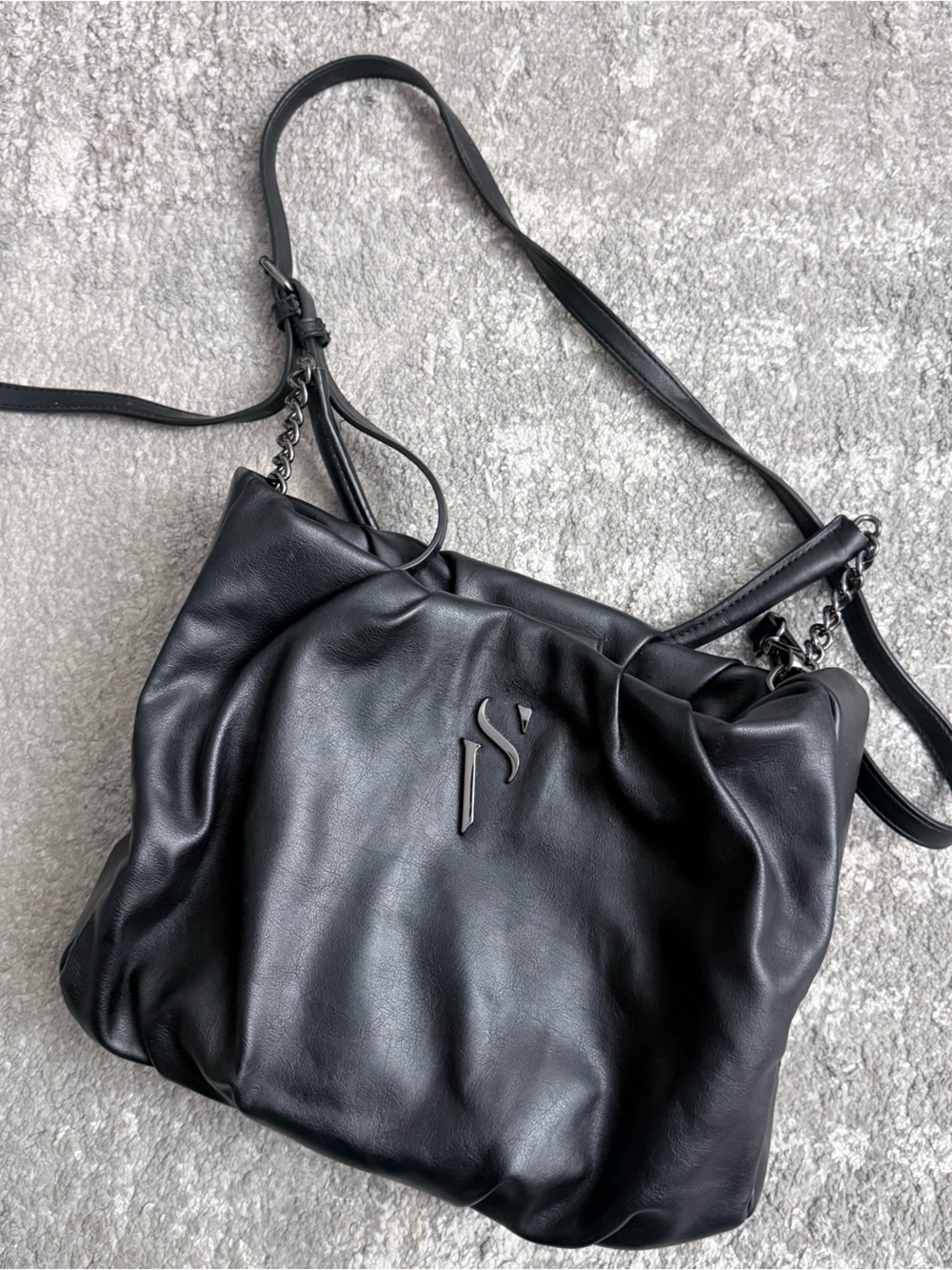 Simply Vera Vera Wang Black Leather Shoulder Bag
